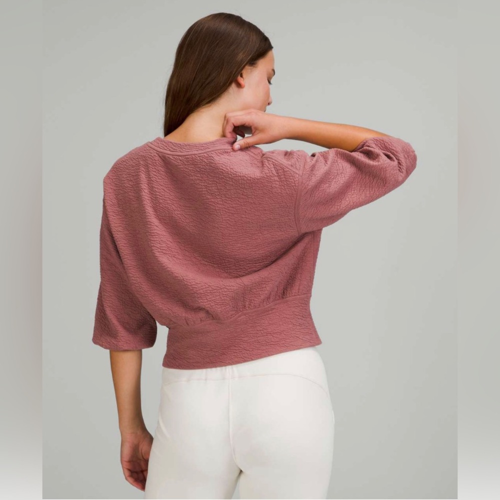 Lululemon Textured Crewneck Long Sleeve Pullover Size 8 Spiced Chai Athleisure - Picture 3 of 9